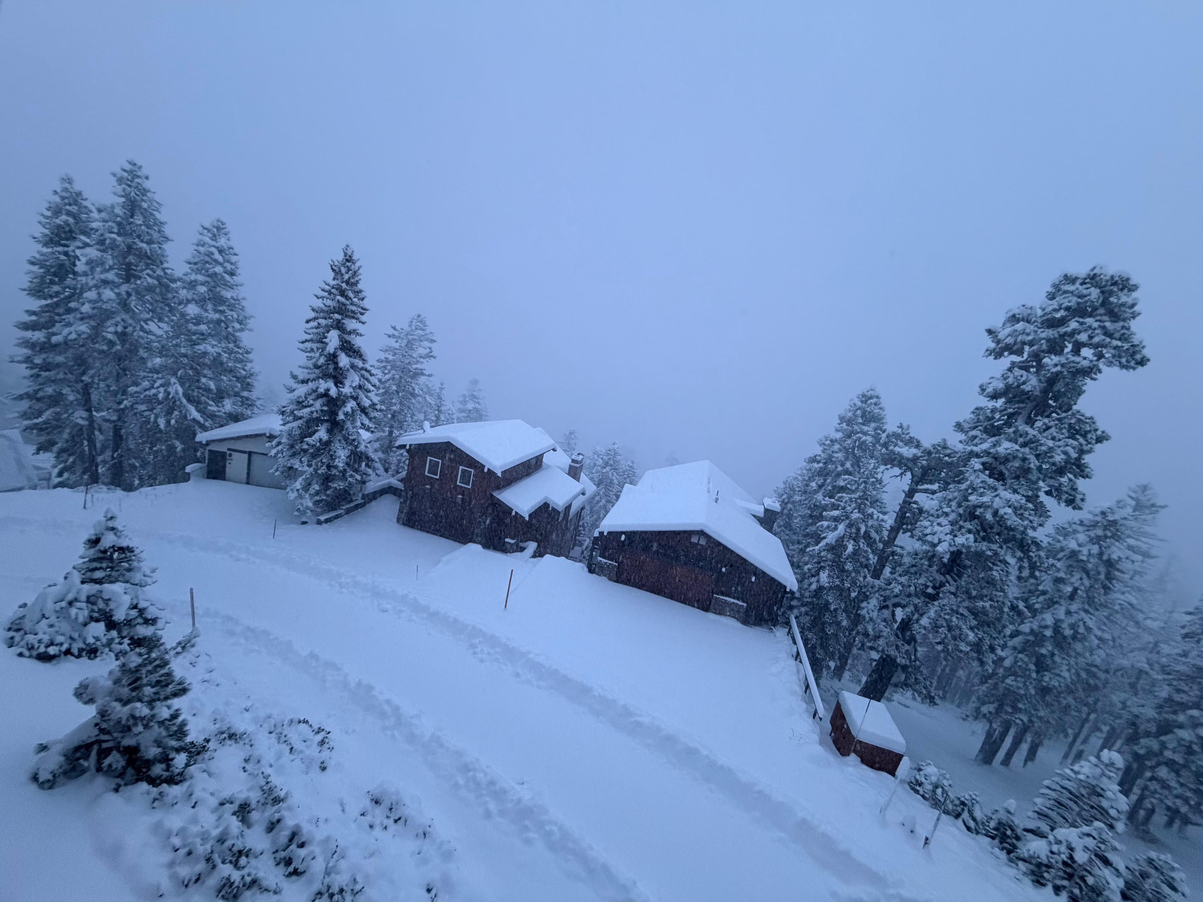 Snow views from balcony. 