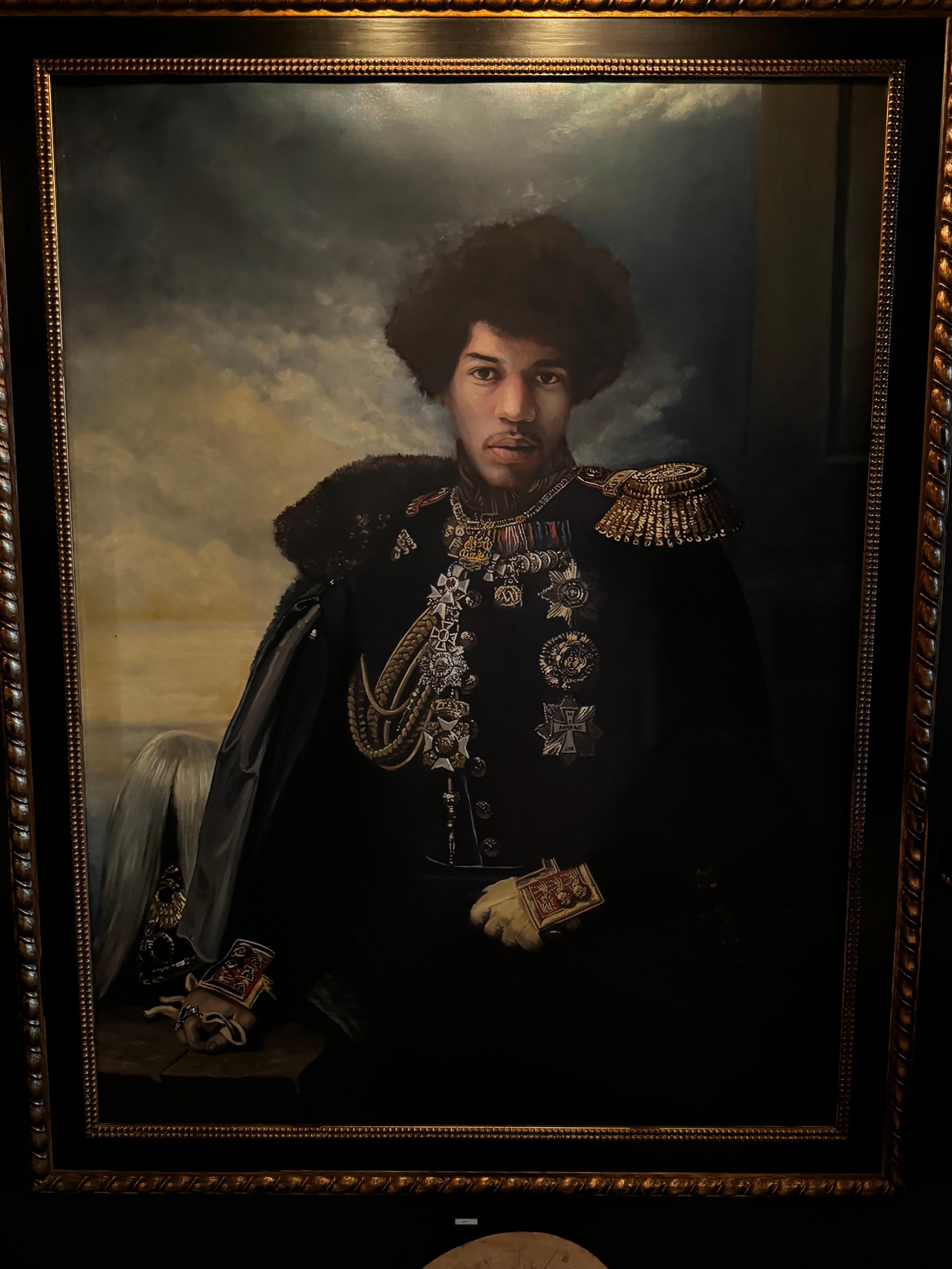 Jimi Hendrix’s portrait in the lobby along with other notables who are affiliated with Seattle. 