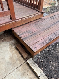 Steps from parking area to main house