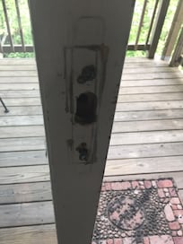 missing door handle and lockworks