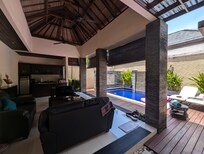 Outdoor living area and pool