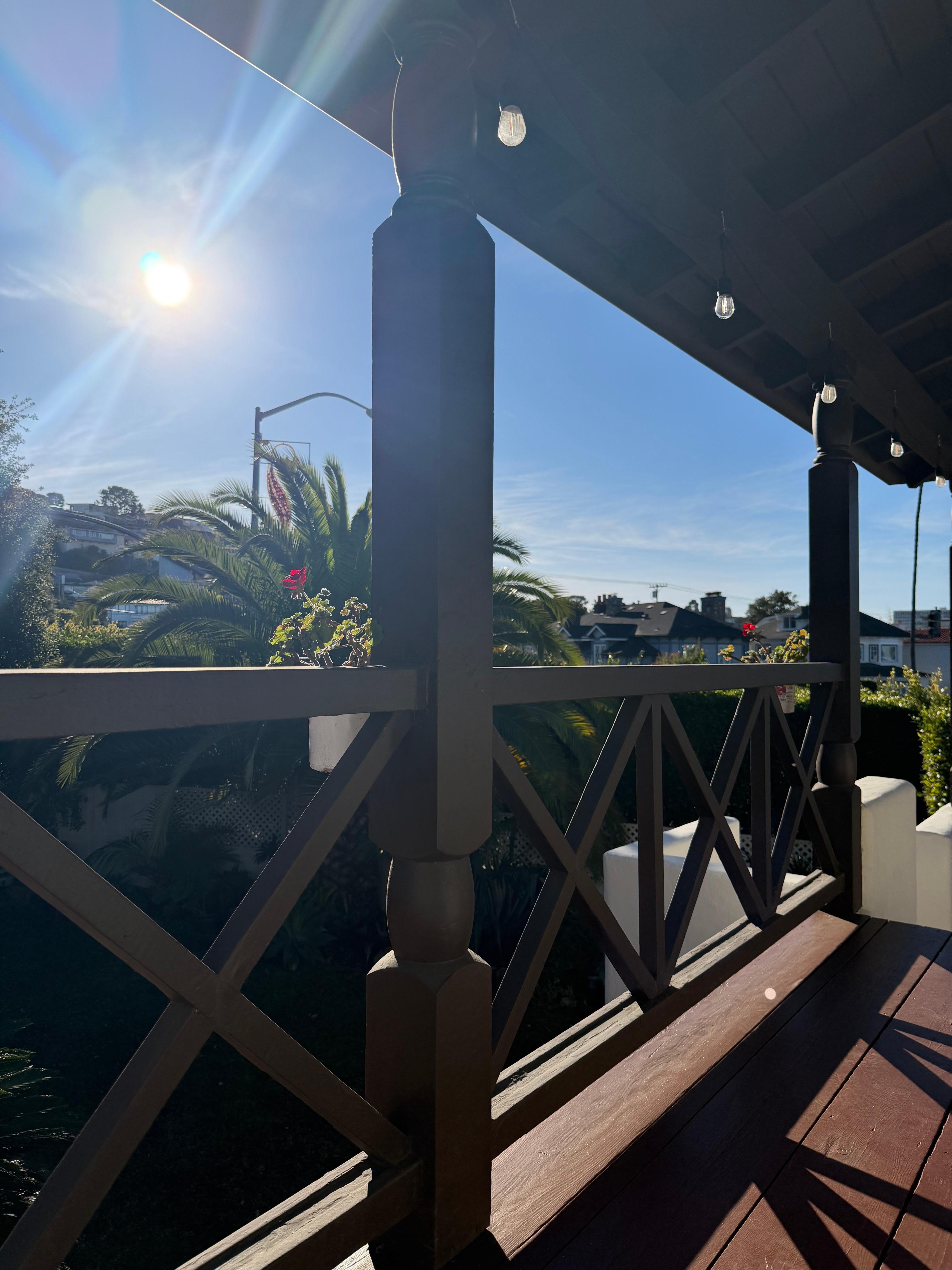 Morning coffee on the balcony. 