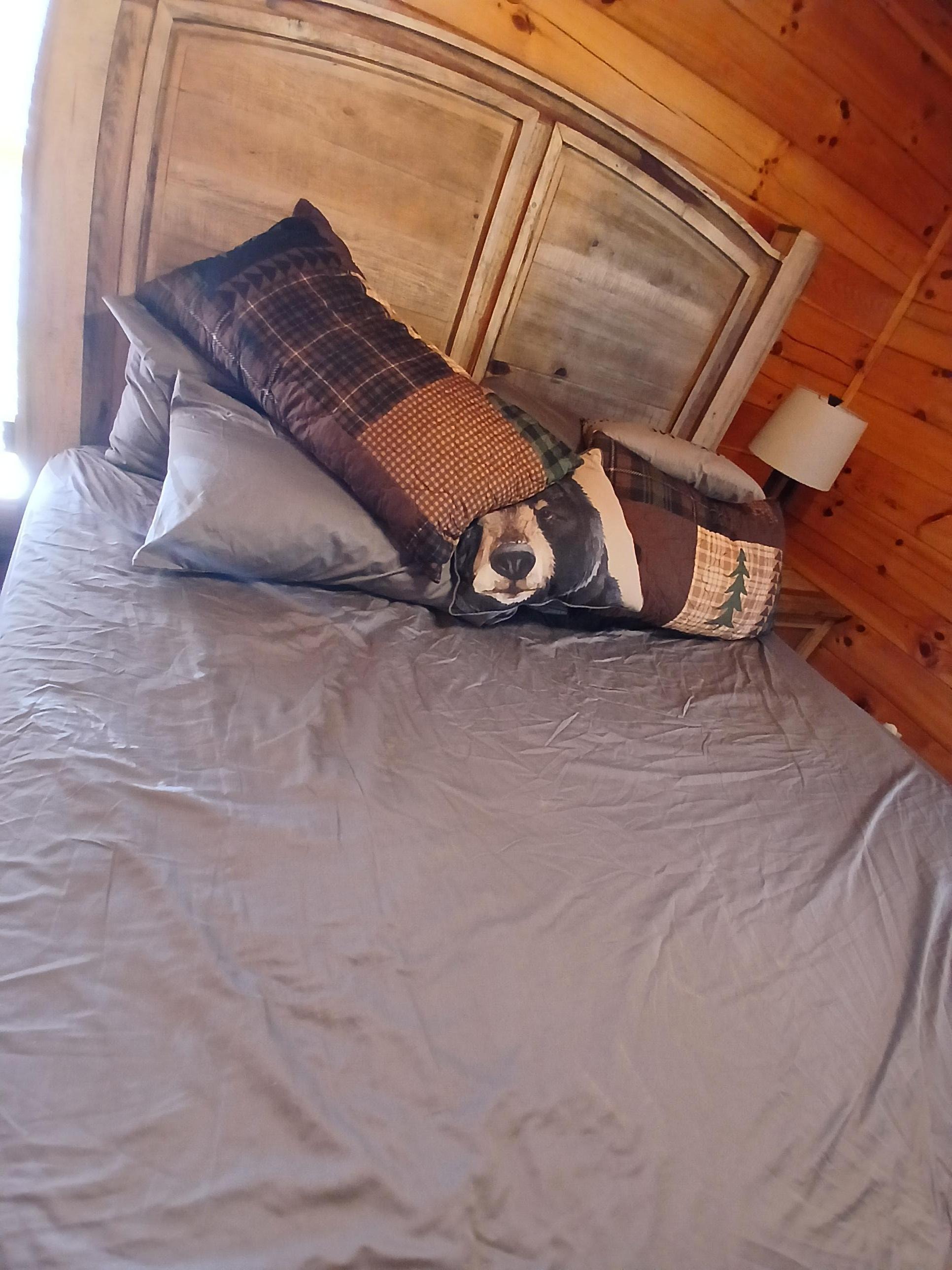 Very wrinkled sheets. Bed looks like it was already slept in.