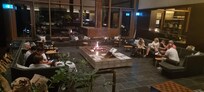 Cafe around the fire at the hotel