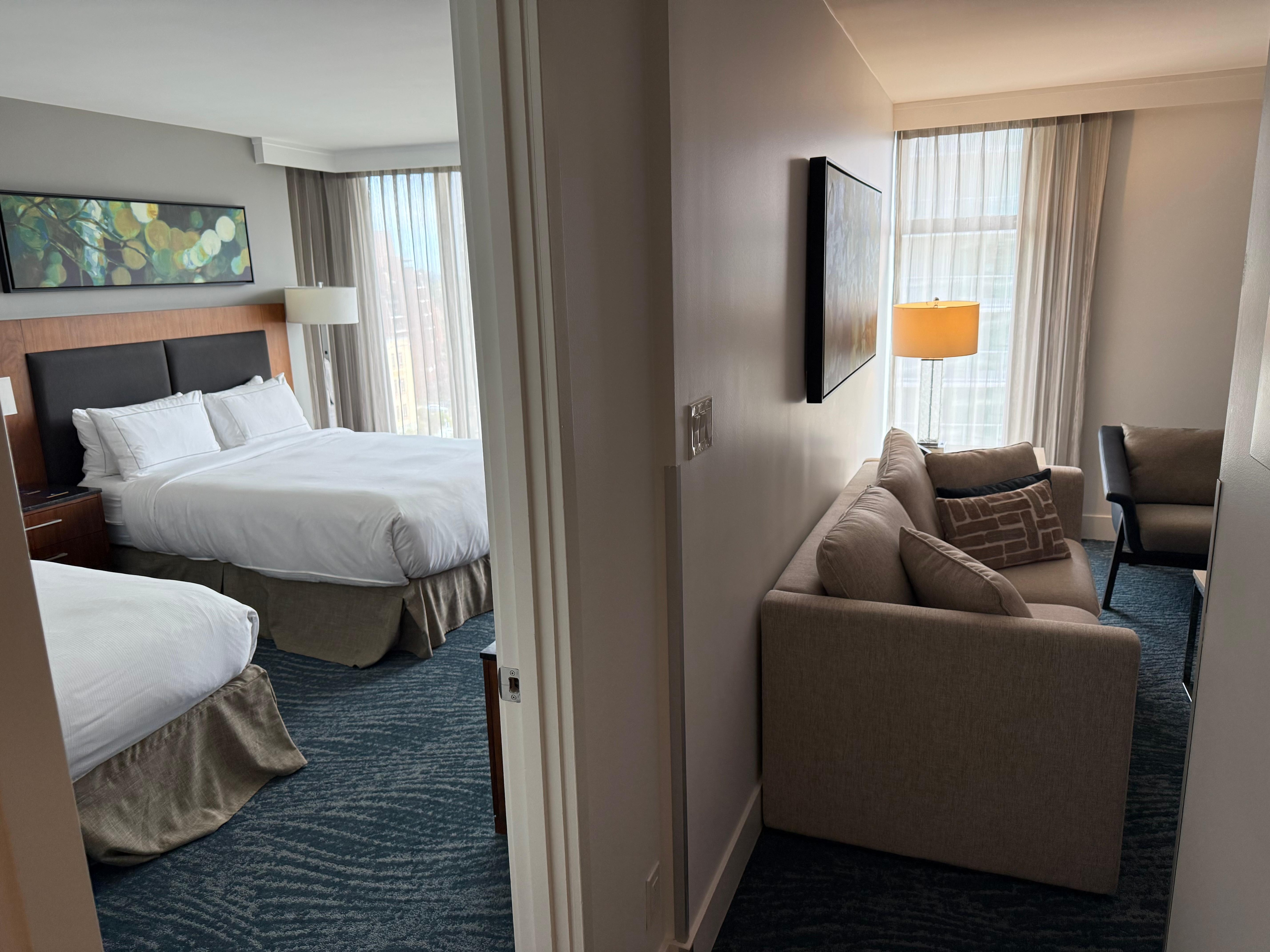 I upgraded for an extra $20 per night and for me it was unexpected but appreciated the living room room