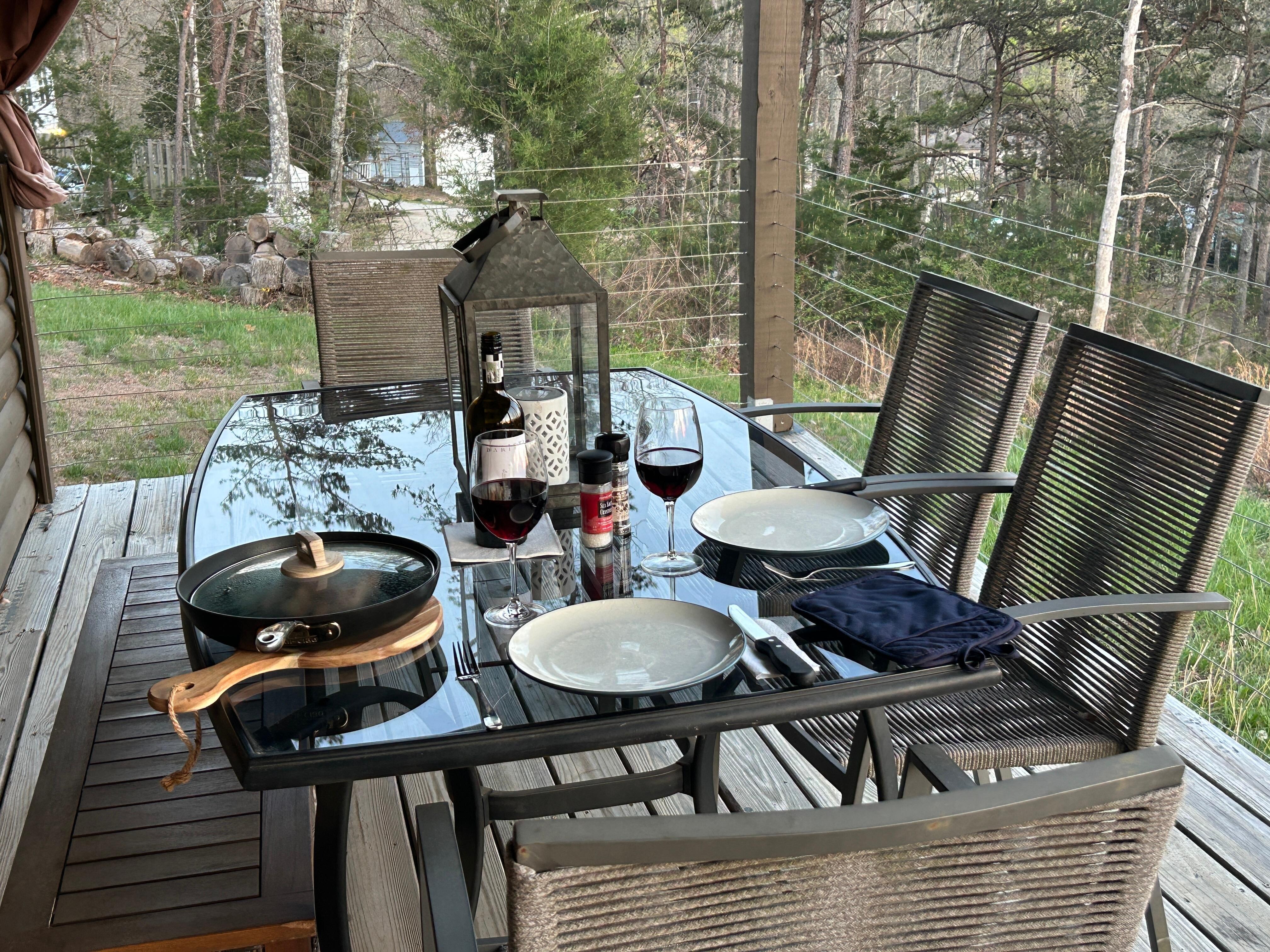 Dining on the back porch
