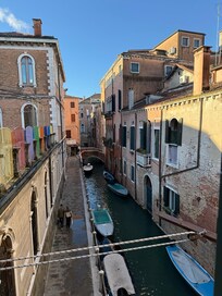 View from the small  bedroom window on the corner of the building.