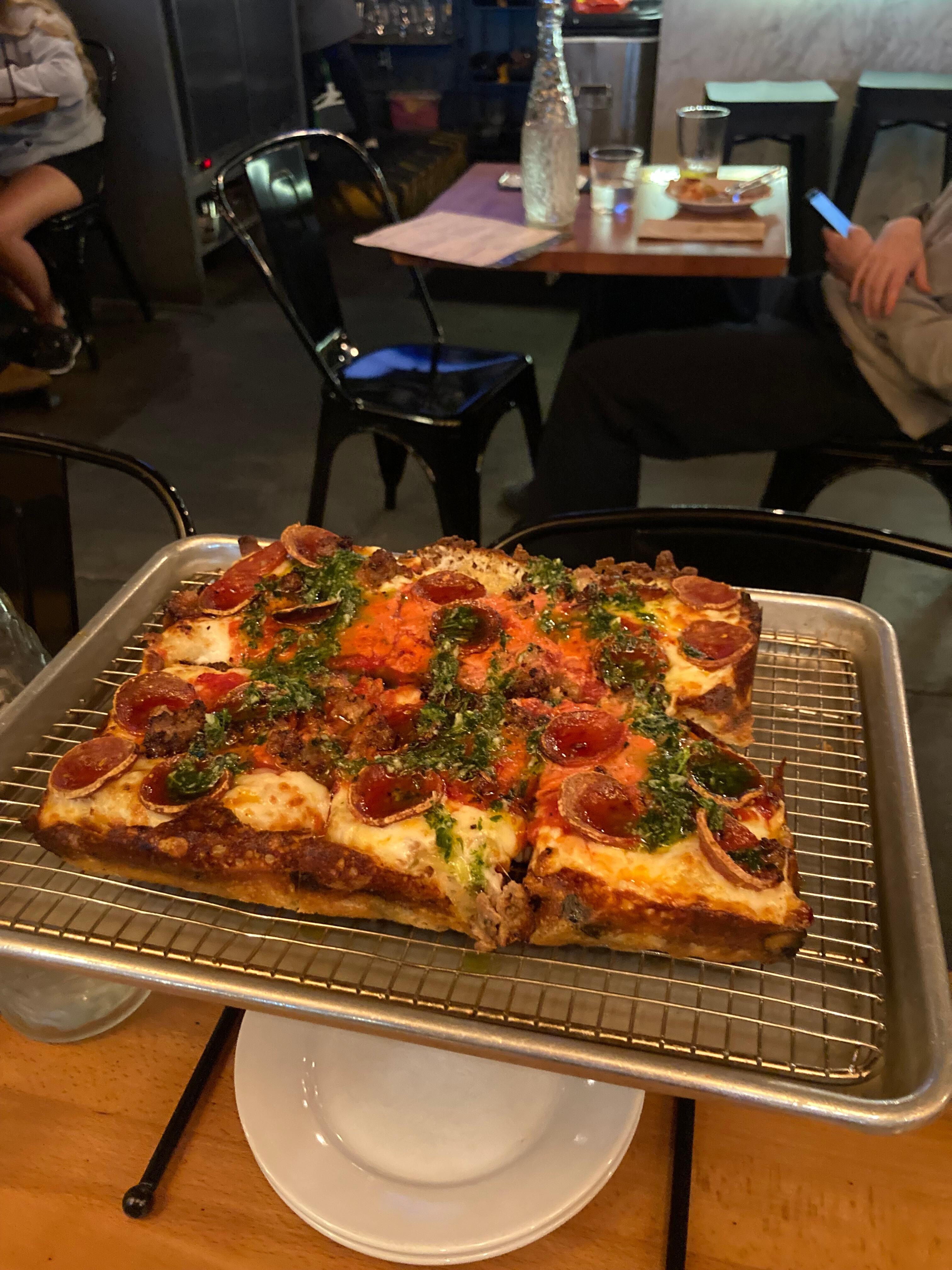 Gotta try the Detroit style square pizza 