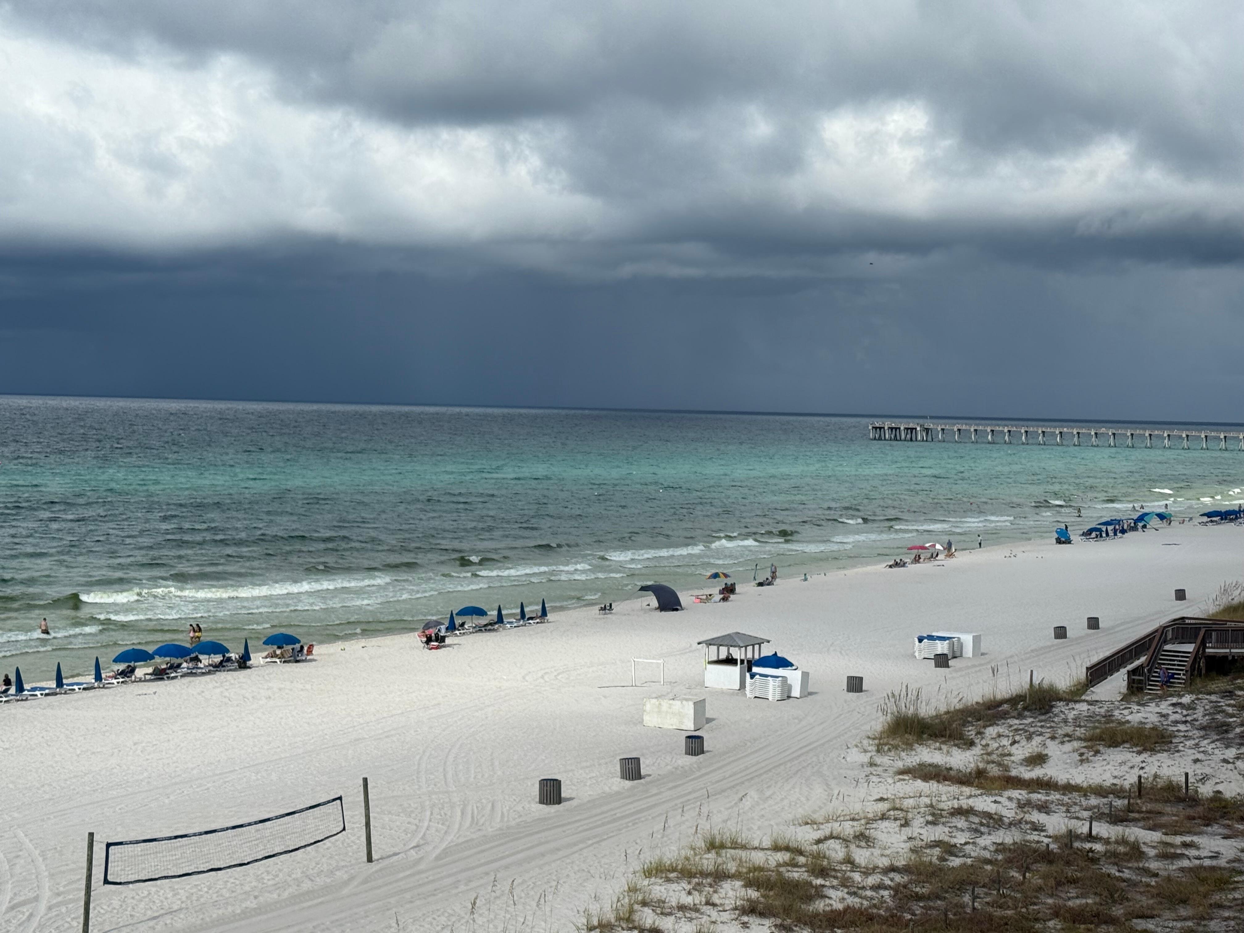 View from balcony watching storms roll in