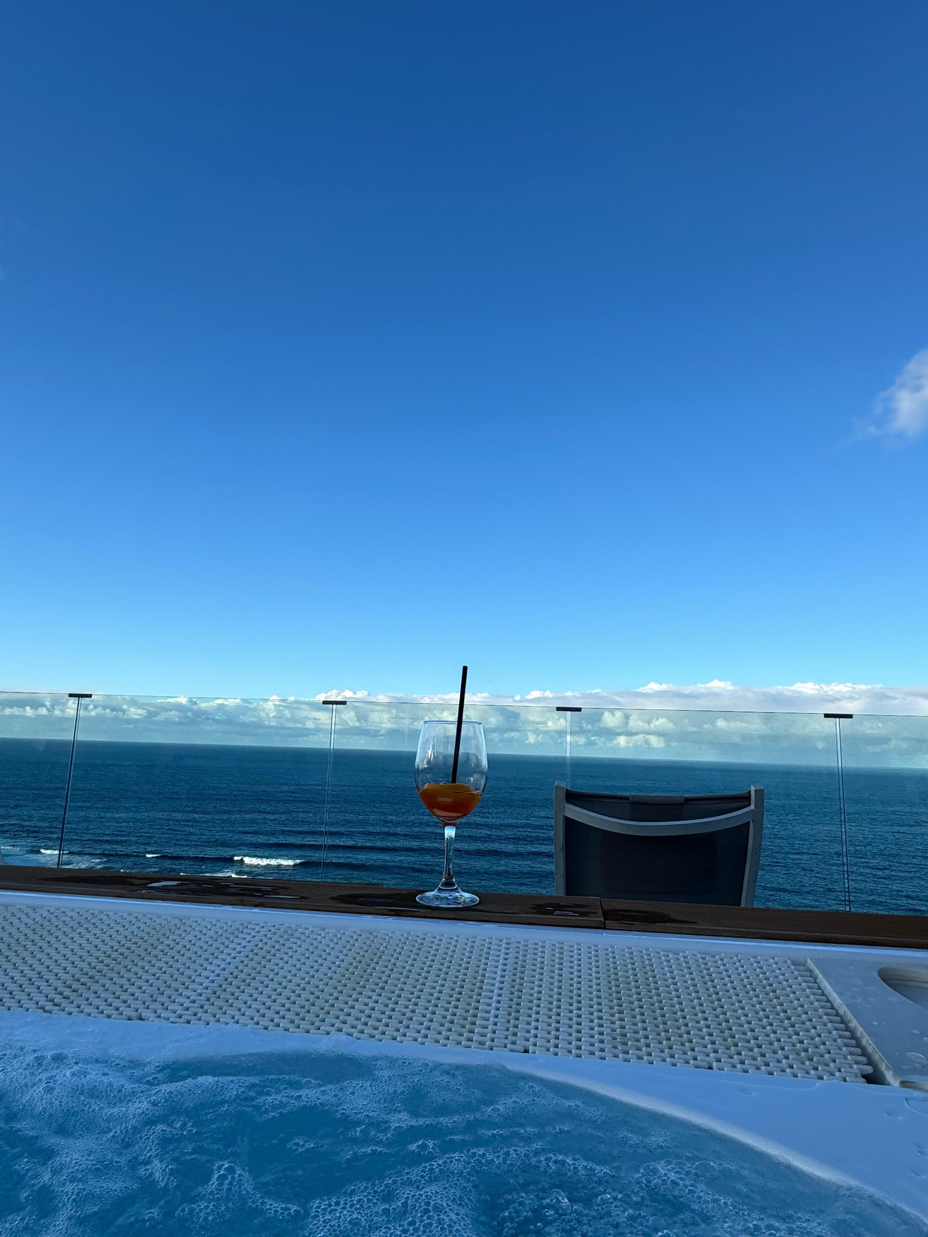 Relaxing in the hot tub with delicious cocktails