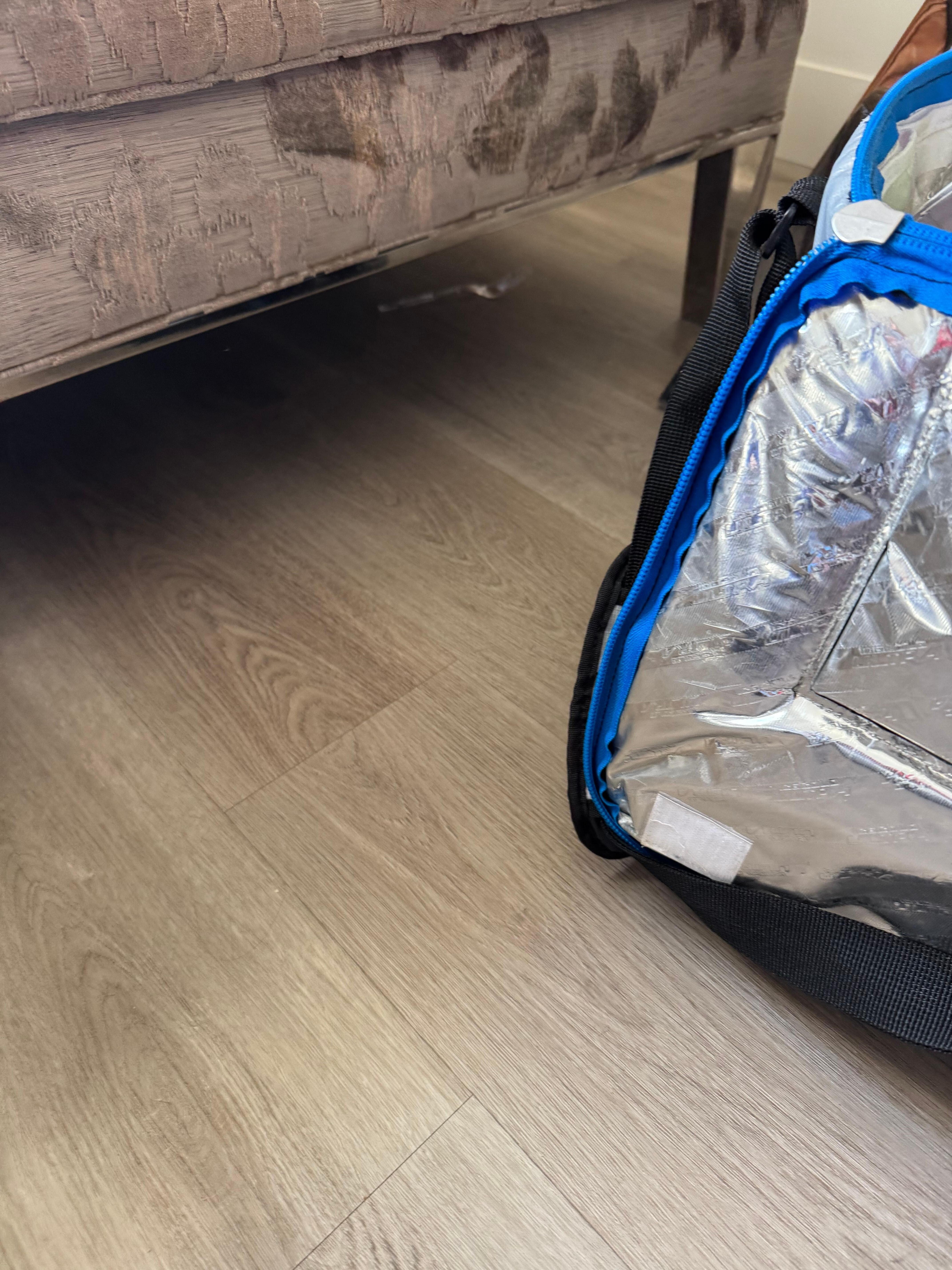 Dirty for under bed and animal hair on the floor