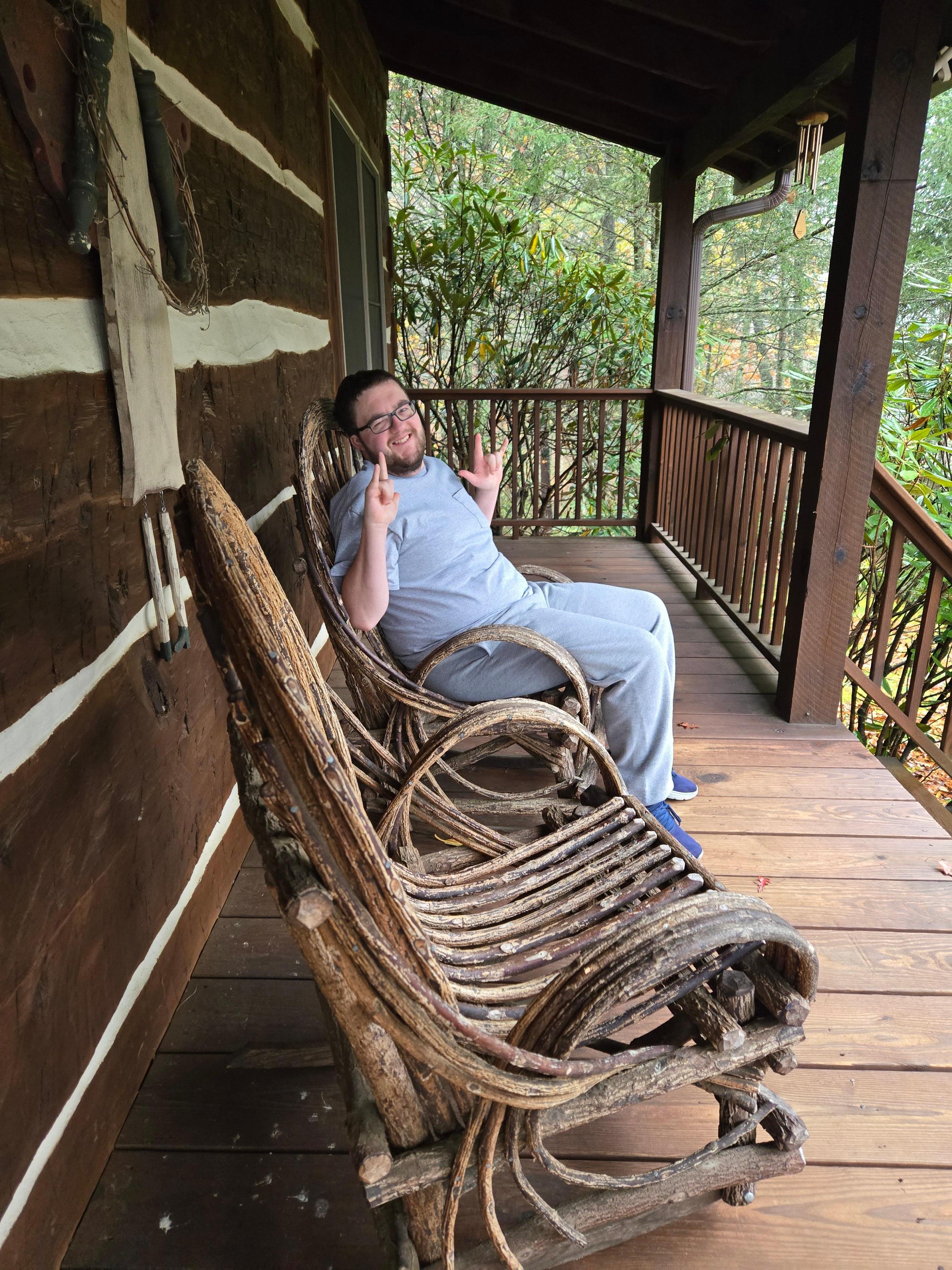 My son enjoying the front porch view