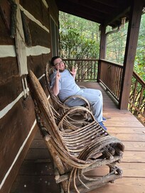 My son enjoying the front porch view