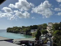 The restaurant is in the foreground. BBC beach in the background.