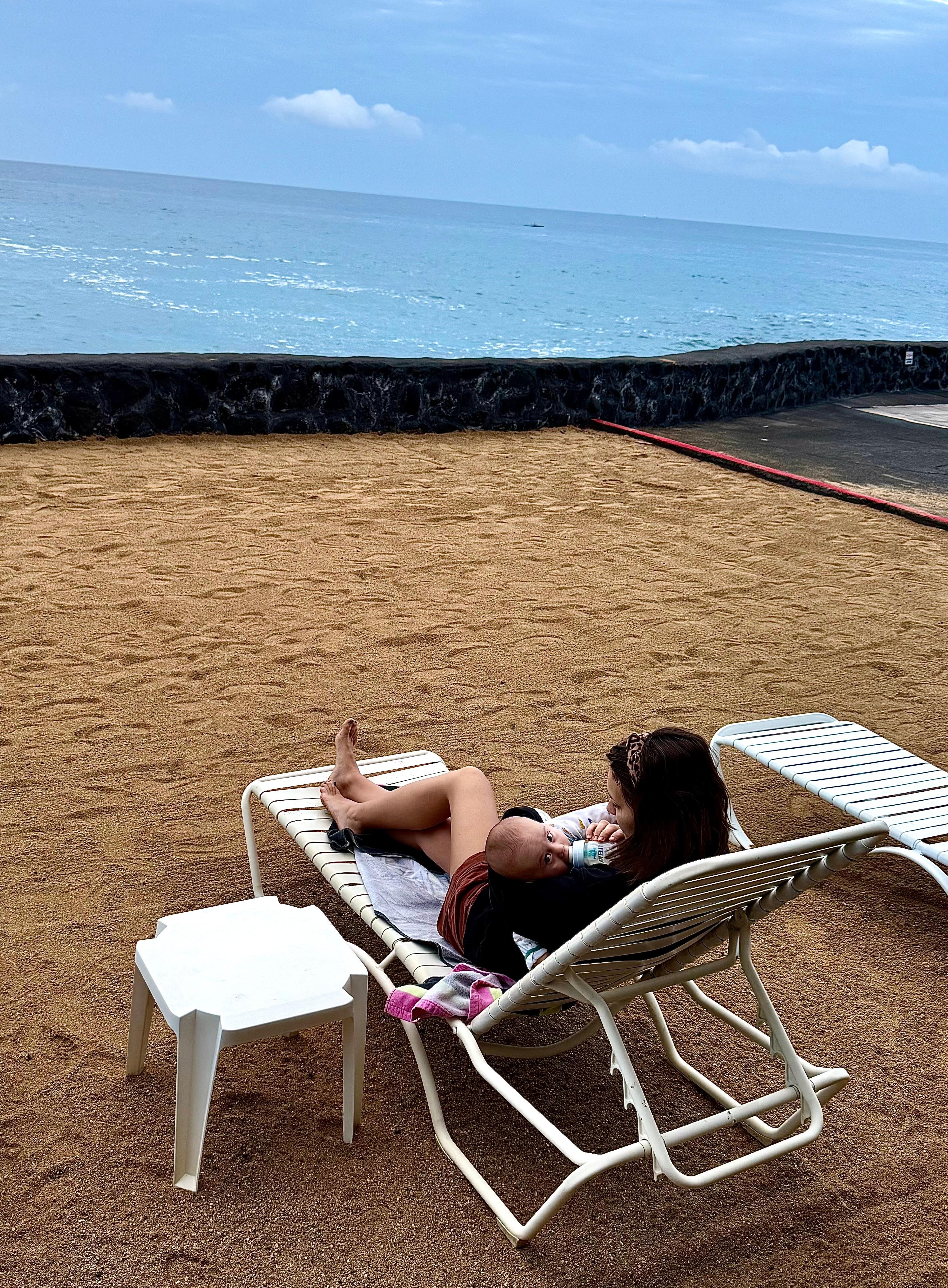 This was taken from our lanai. Loved the man-man sandy beach around salt water pool just outside the condo lanai.