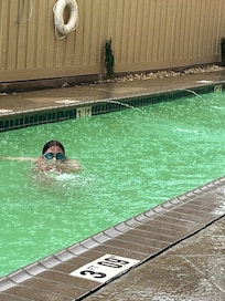 Warm enough to swim in the rain.