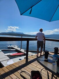Looking out from the deck on the water.