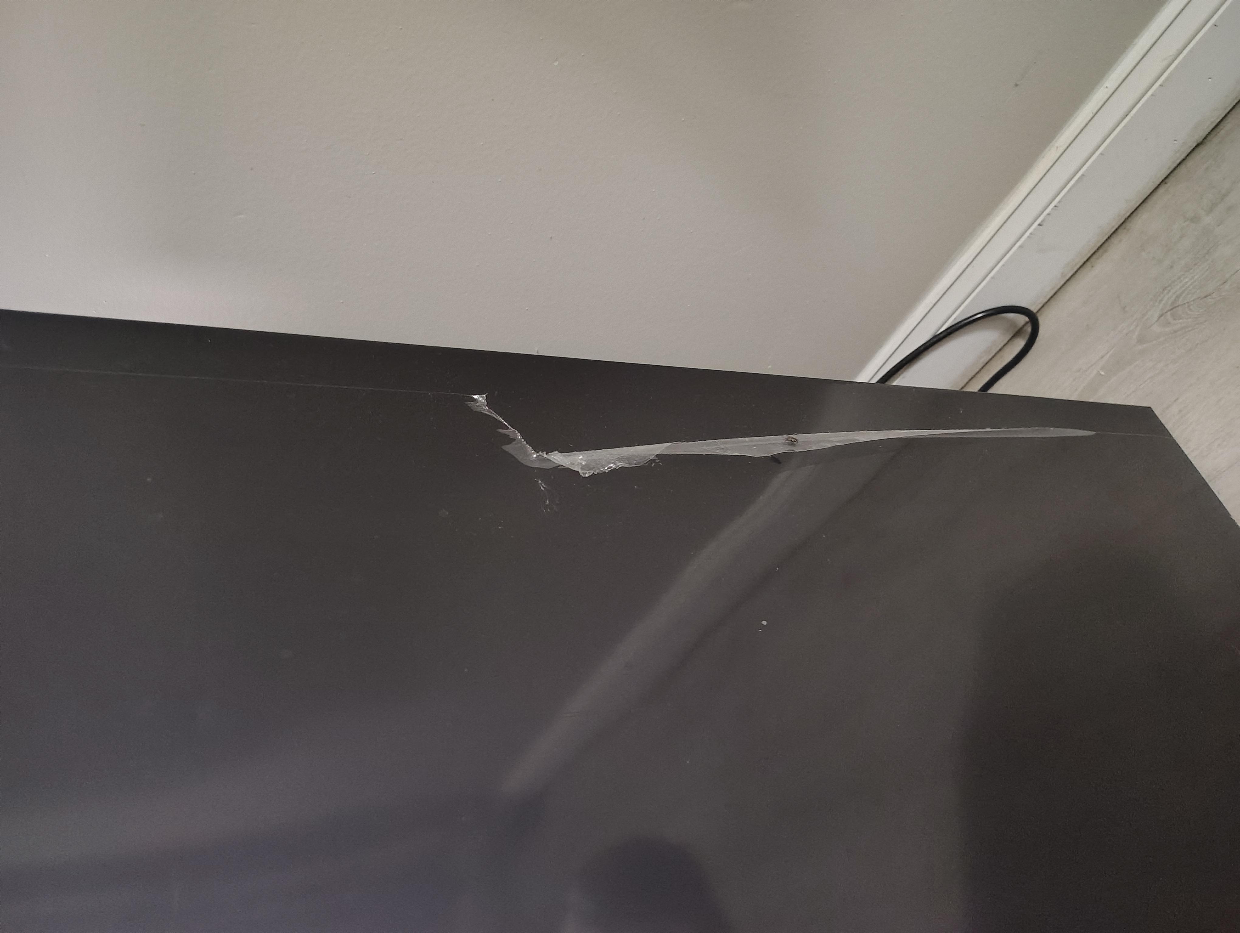 Plastic film on fridge