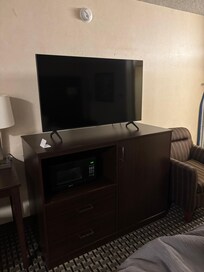 Tv with fridge and microwave