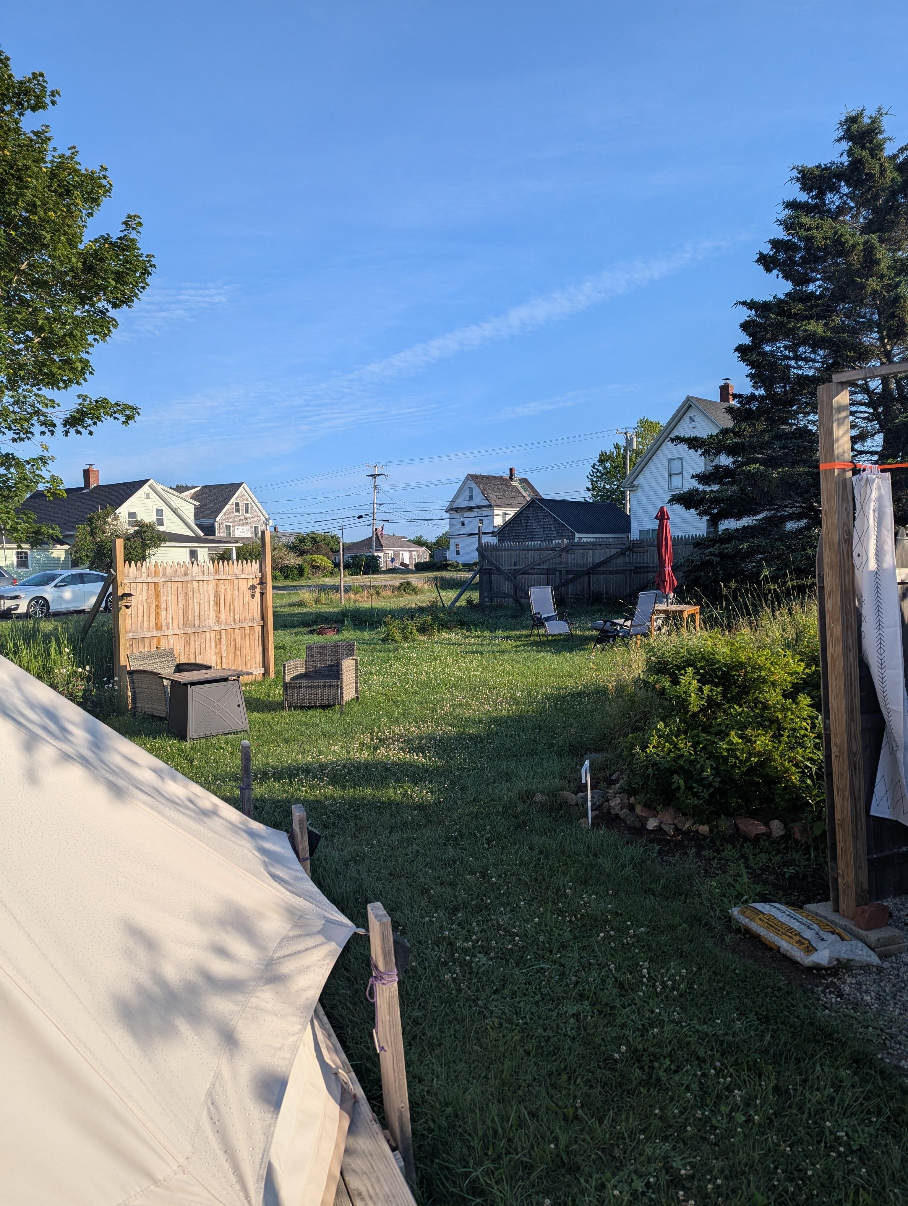 Distance from house (white car is ours)