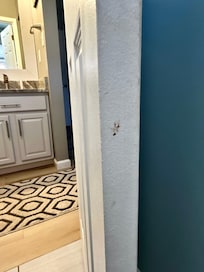 Feces on bathroom door. Biohazard!