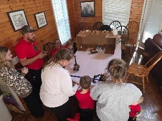 Dining room table large enough for meals and for games