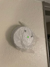 Smoke detector covered over.