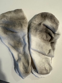 Our socks after stepping on the ground