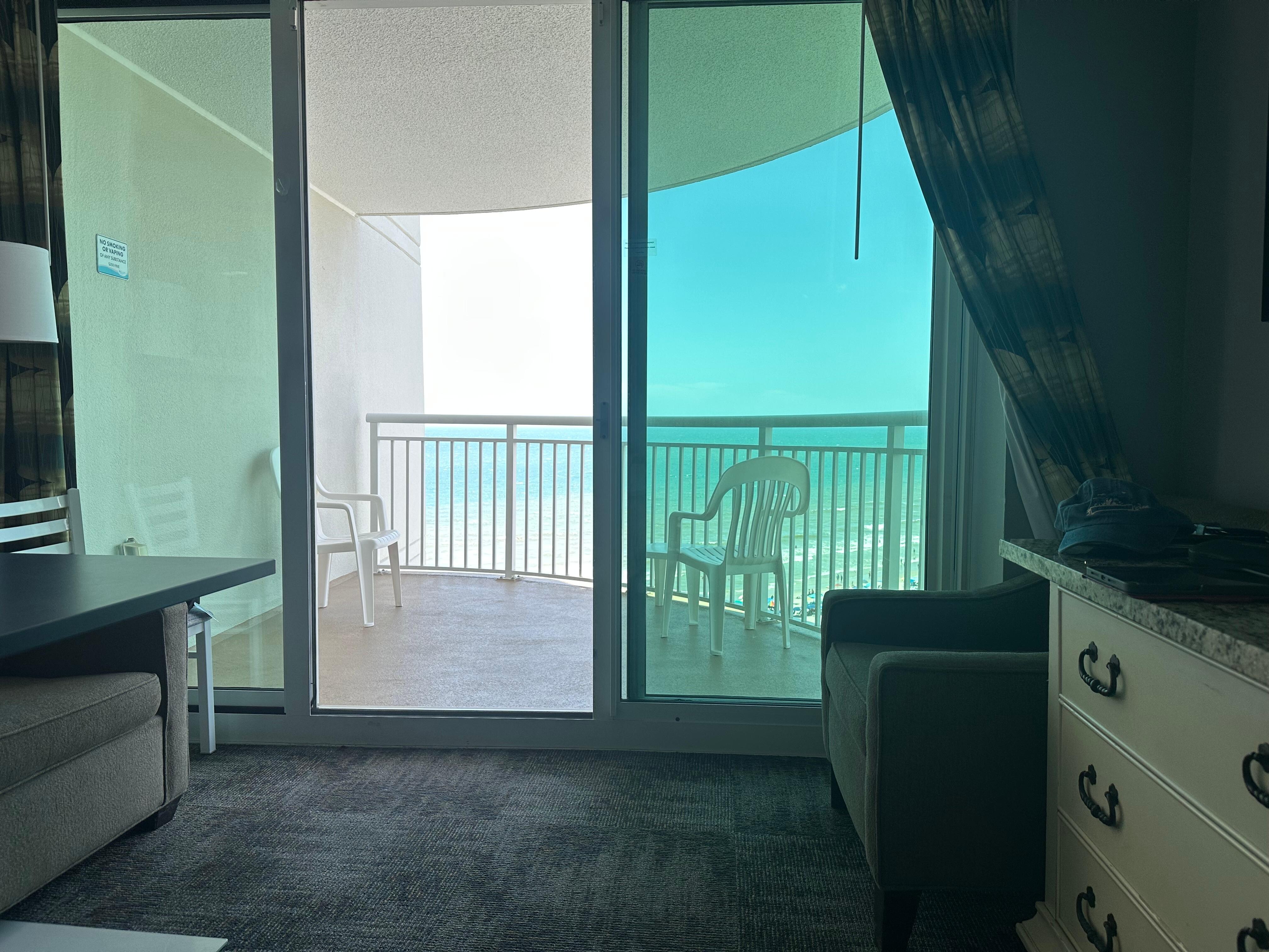 View while laying on the Murphy bed in room 1131