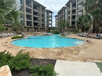 The pool view from the bbq. The building is not pictured and to the left.