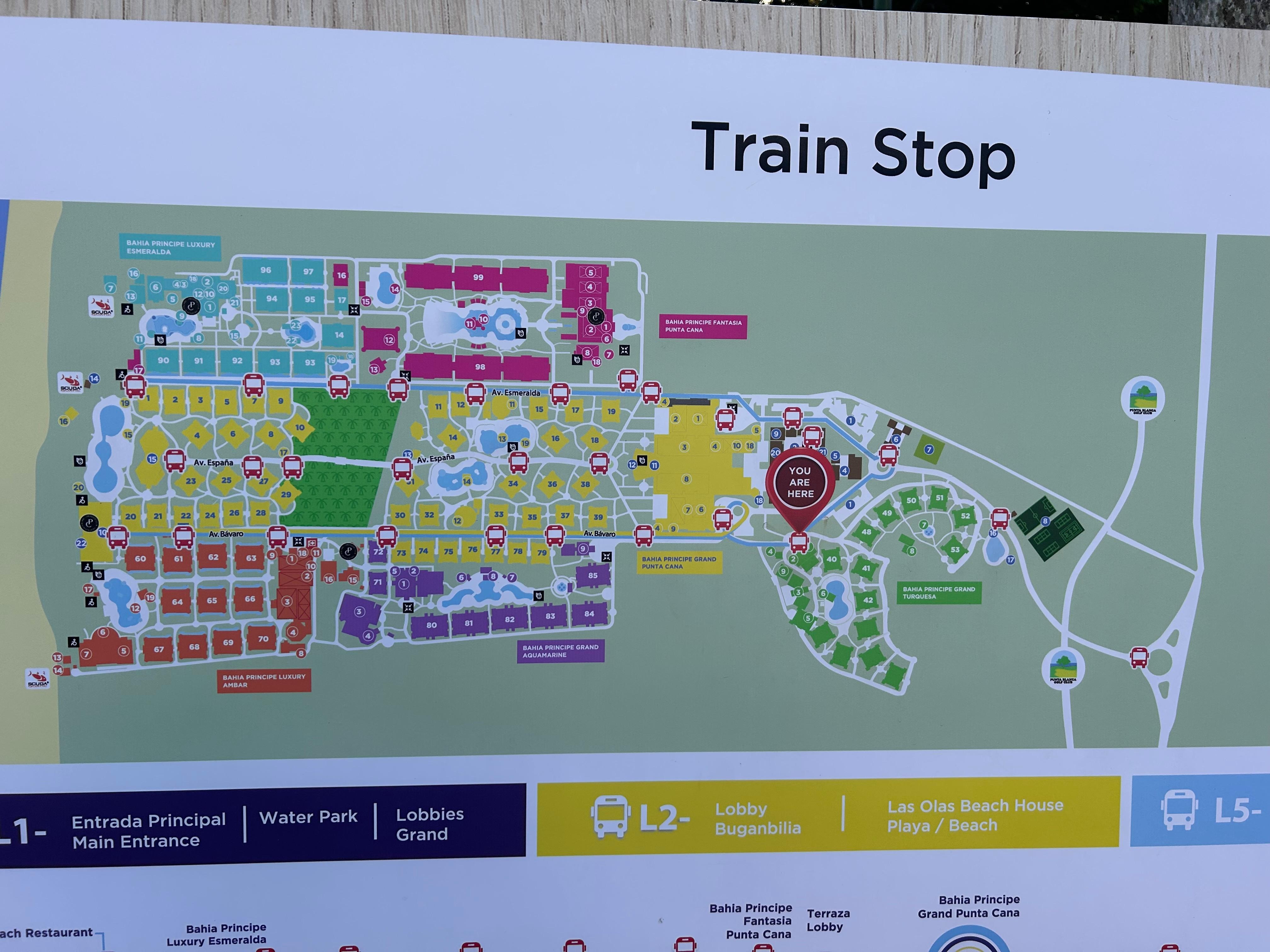 Map of all the hotels on the Bahia property 