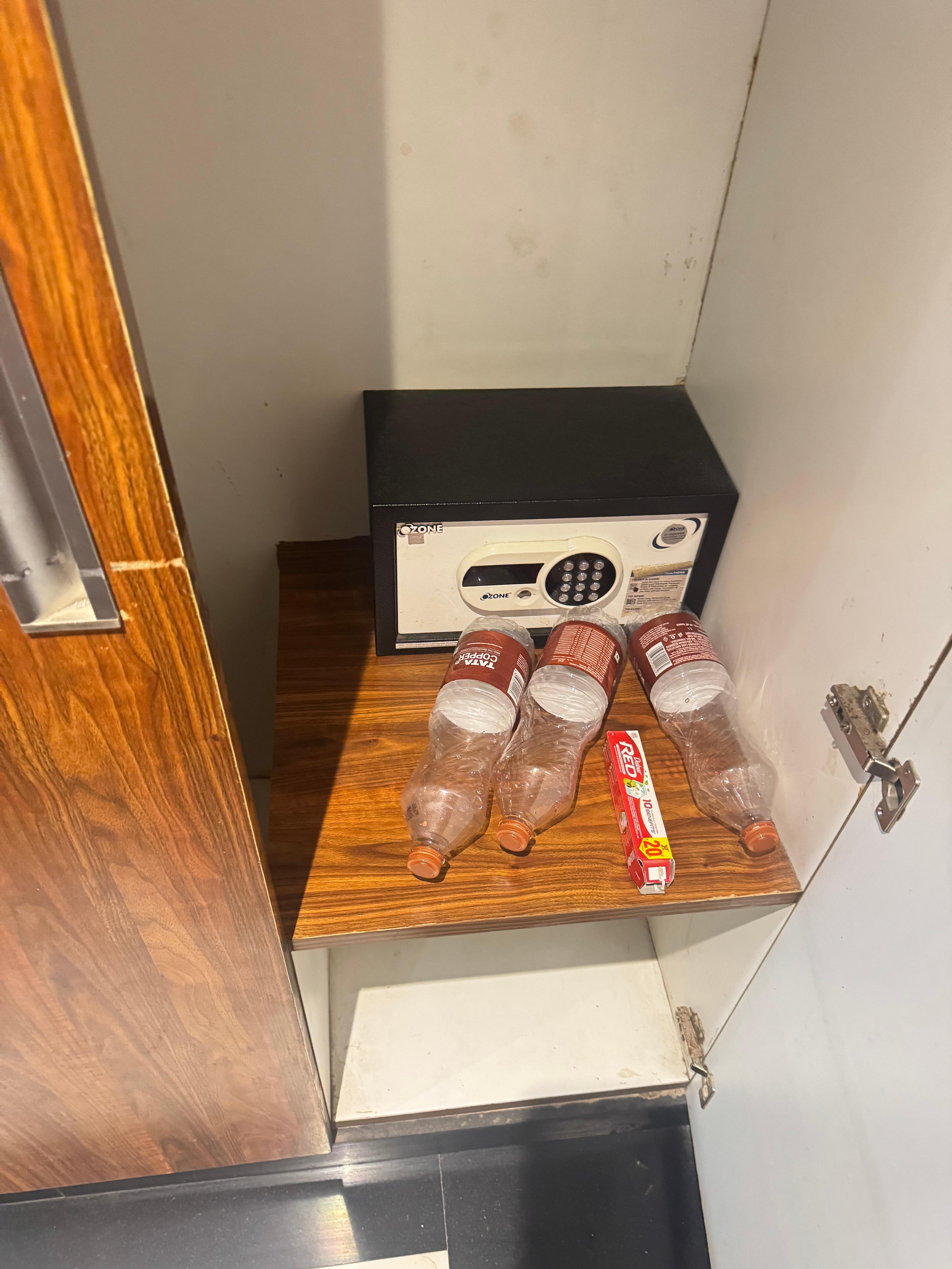 Look at the used water bottle used by previous stay