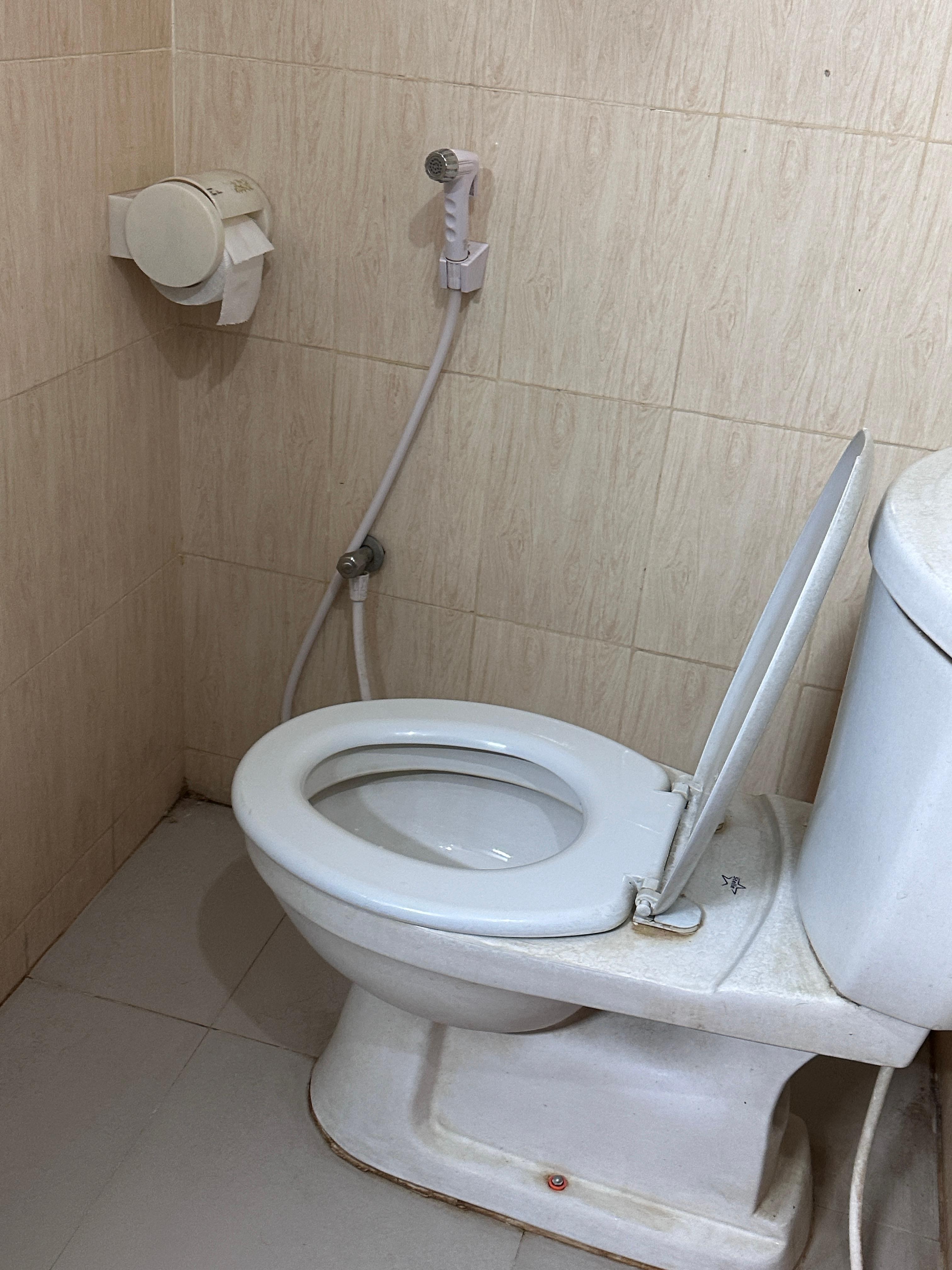 Washroom comet has very little space to sit and also no privacy lock inside. 