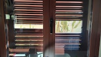 All shutters damaged and slats broken indicating a recent break in which was concerning