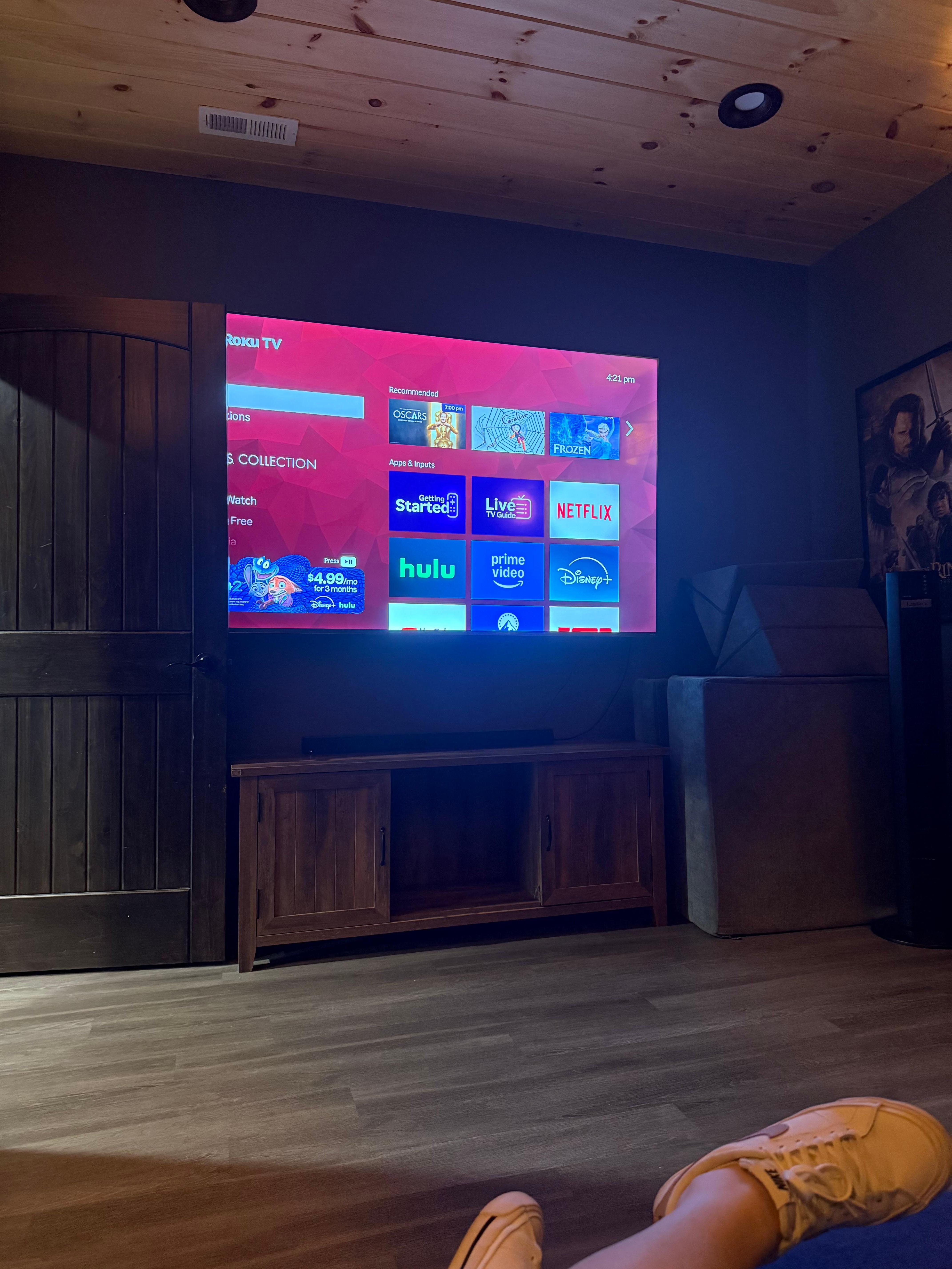 Huge TV in the movie room 