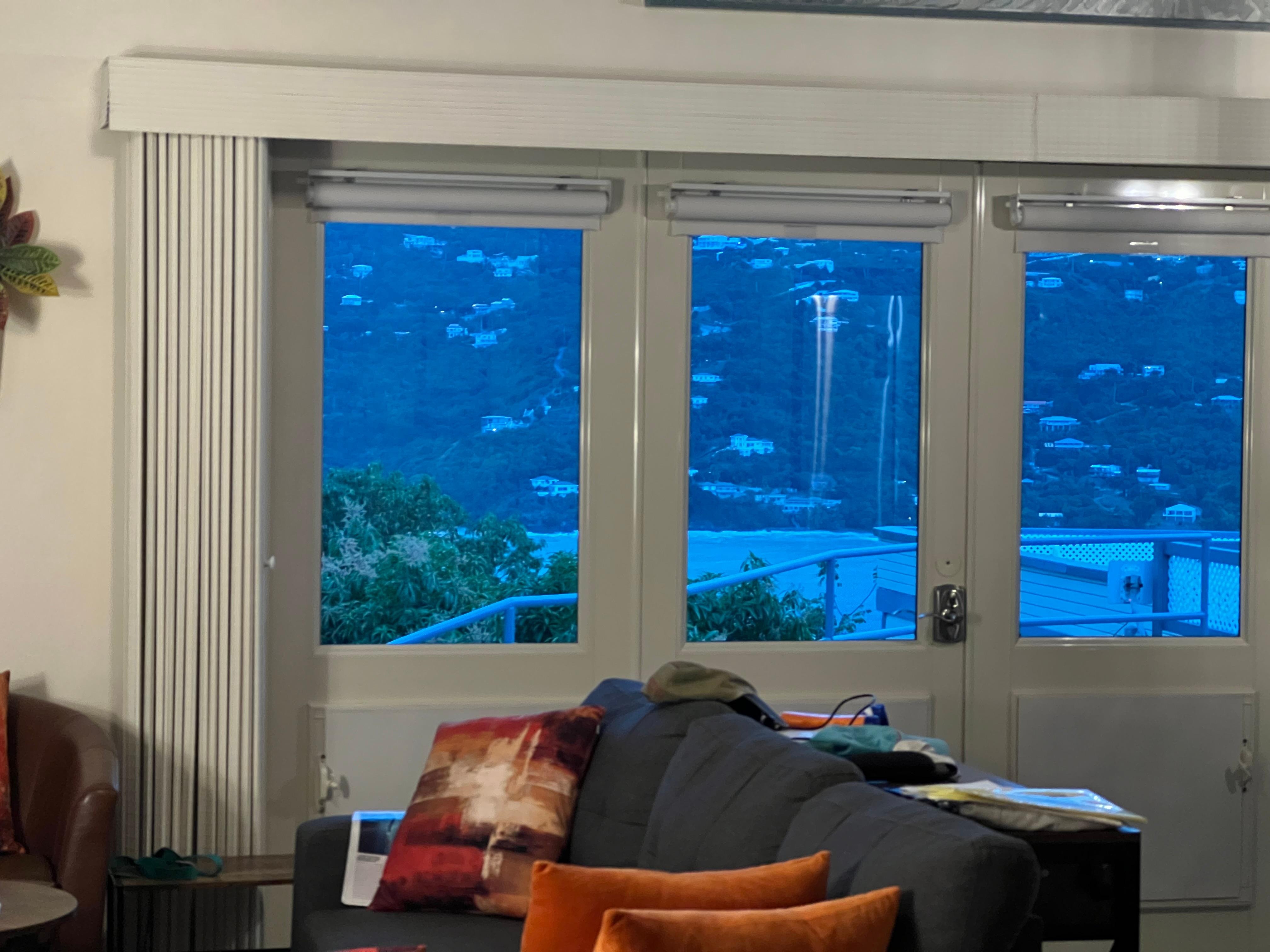 Looking out the bungalow doors