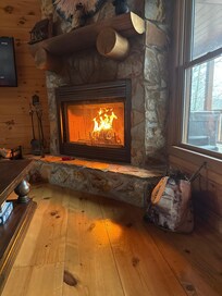 Cozy fire enjoyed at the cabin!