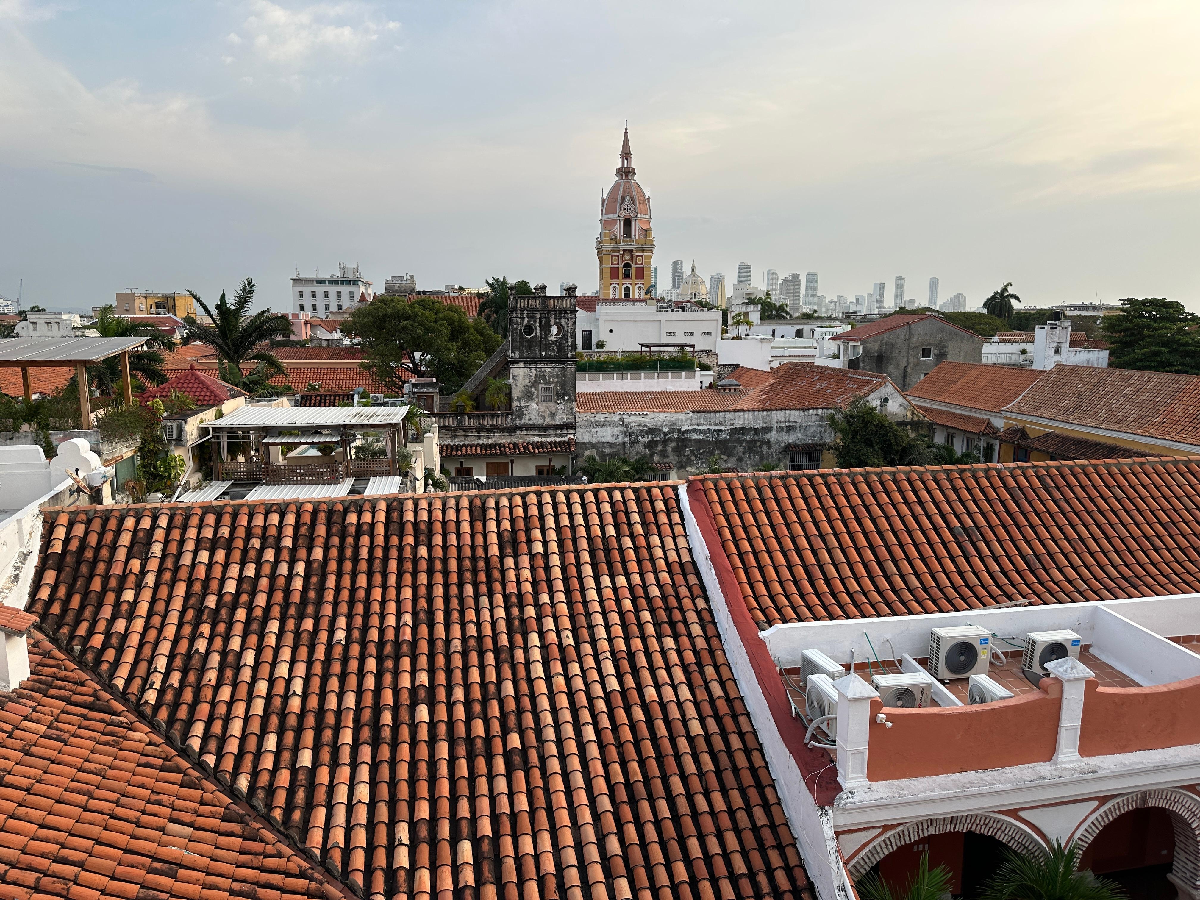 Rooftop view of old city center 