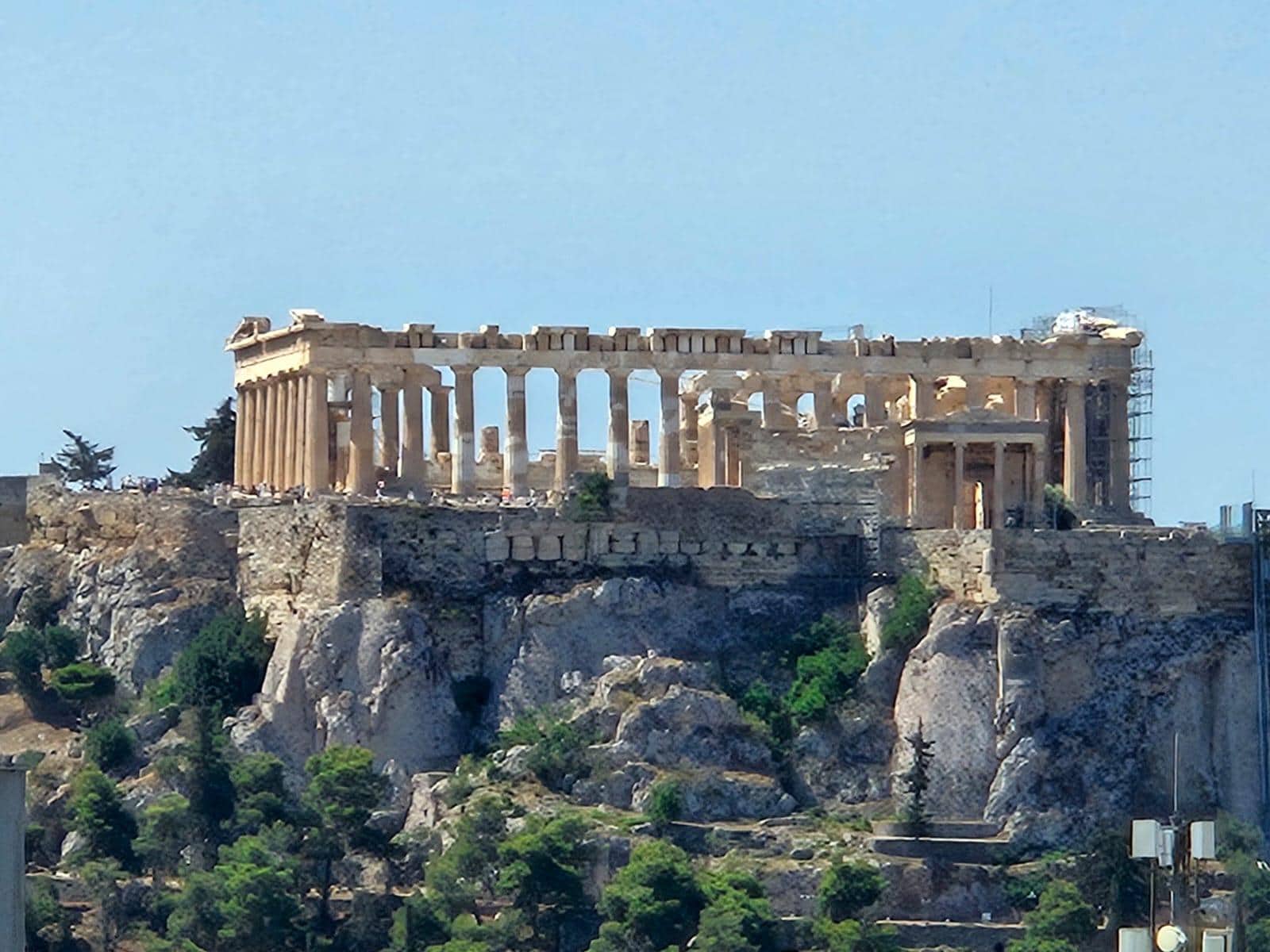View of the Acropolis from the rooftop bar at the Fresh Hotel!