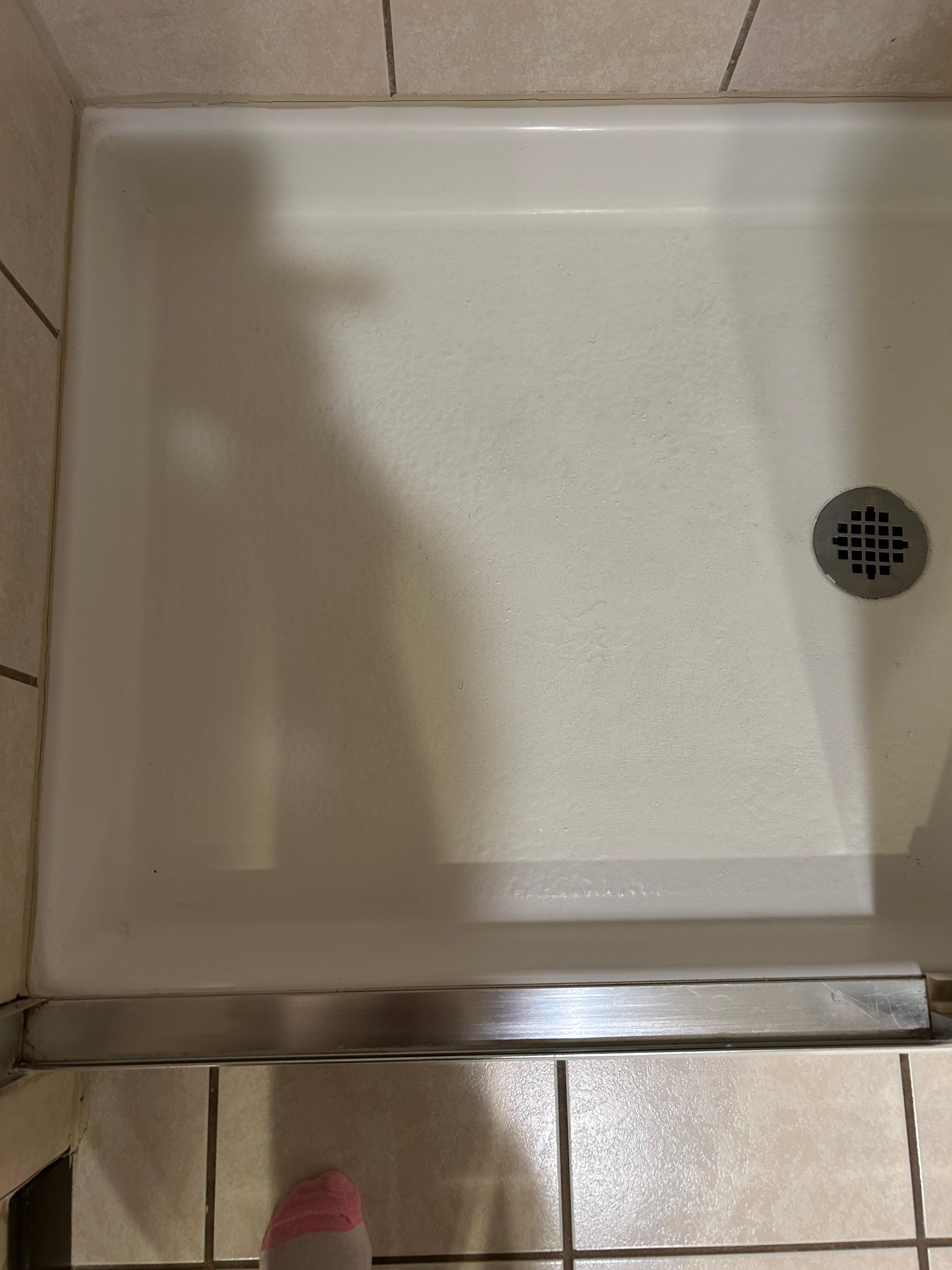 Shower floor had dirt and hair all over it. Had to wear my shoes in the shower. 