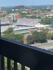 Stadium from our room window. We could hear everything