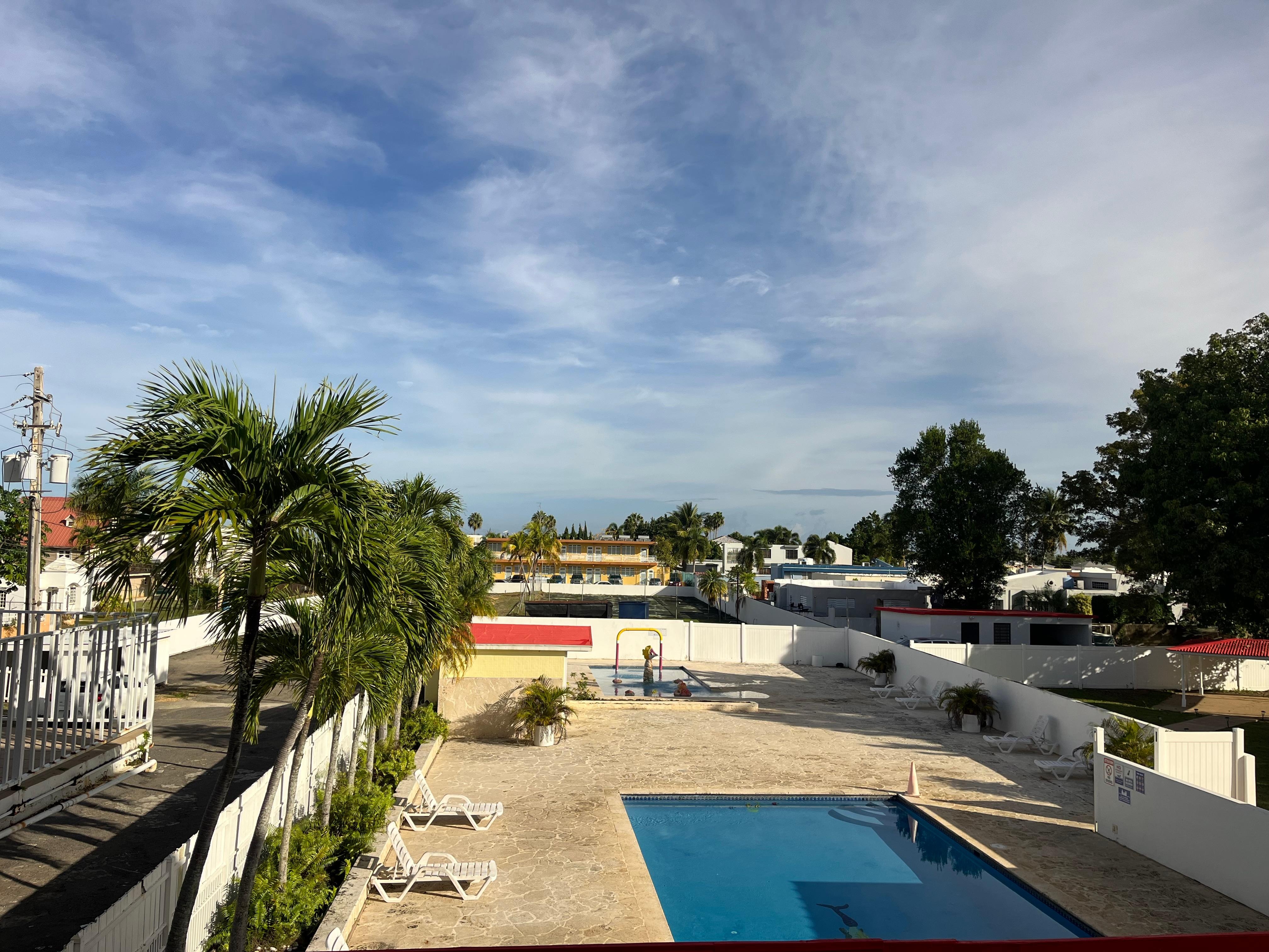 Pool in the rear of hotel. The hotel needs better signage in the front and in the back, very confusing layout and parking! 
