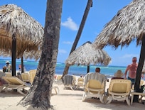 Plenty of shaded loungers on the beach.