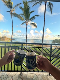 The morning coffee on the lanai was absolutely perfect, Such a peaceful and beautiful way to start the day. ☕🌴