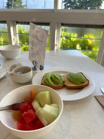 Breakfast. Avocado on gluten free toast which I requested when I arrived at the buffet.