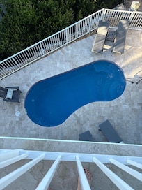 Looking down from balcony