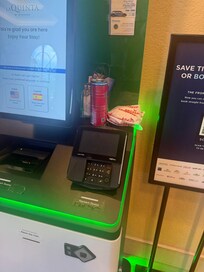 Old food on kiosk where you check in at