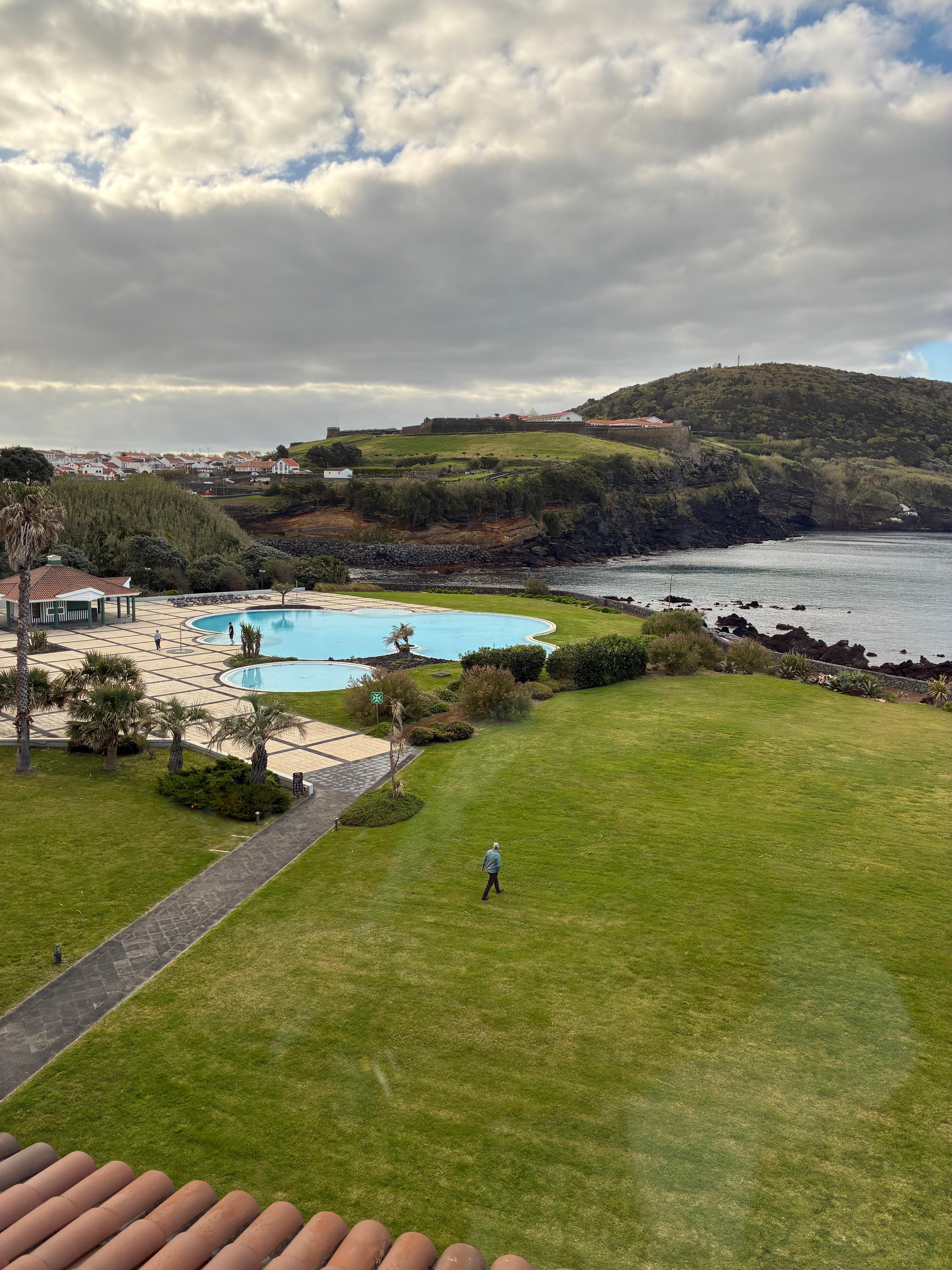 View from hotel including their outdoor pool.  