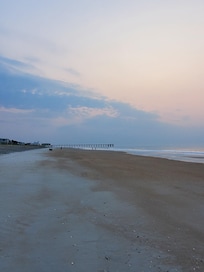 Looking north from the beach entrance. Fishing pier.