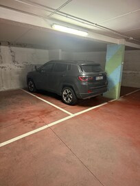 Inside parking garage.